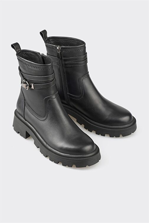 Siyah Deri Kadın Günlük Bot - Görsel 3