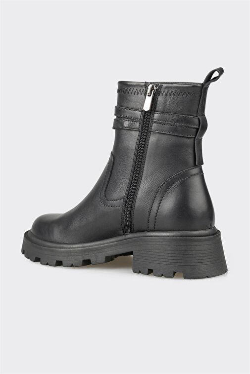 Siyah Deri Kadın Günlük Bot - Görsel 4