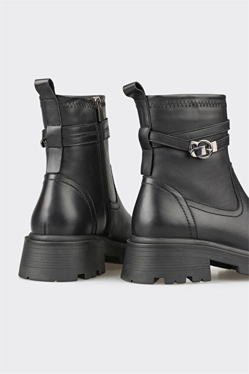 Siyah Deri Kadın Günlük Bot - Görsel 5