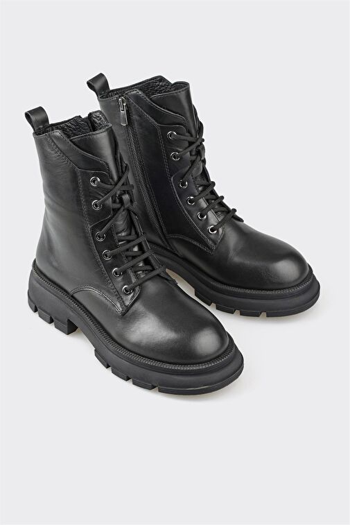 Siyah Deri Kadın Günlük Bot - Görsel 4