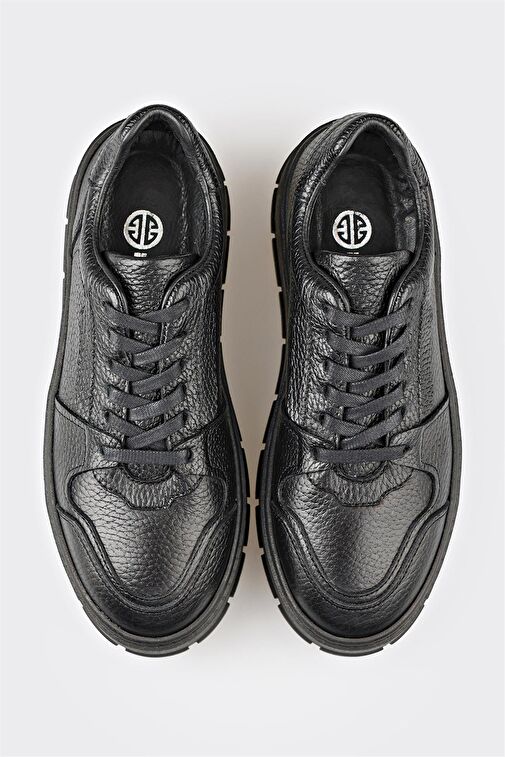 Siyah Deri Kadın Spor Ayakkabı - Görsel 5