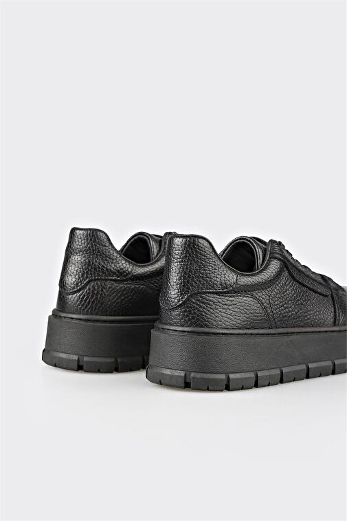 Siyah Deri Kadın Spor Ayakkabı - Görsel 6