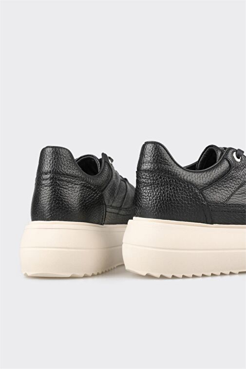 Siyah Deri Kadın Spor Ayakkabı - Görsel 2