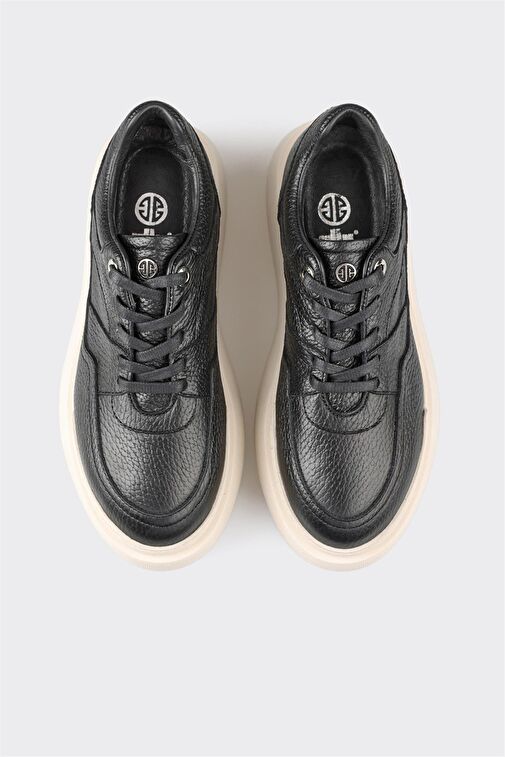 Siyah Deri Kadın Spor Ayakkabı - Görsel 3