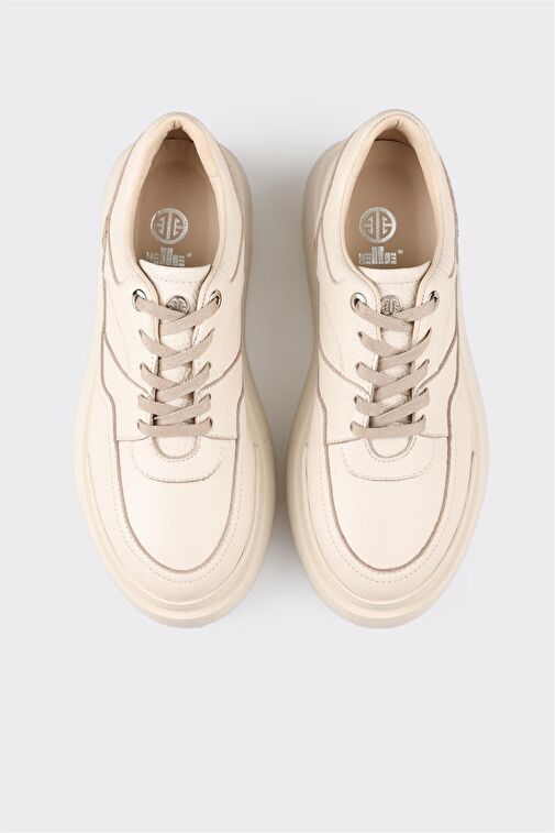 Elle Ekru Kadın Deri Sneaker YANKIN - Görsel 3