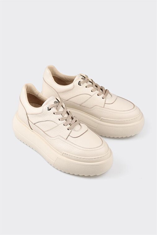 Elle Ekru Kadın Deri Sneaker YANKIN - Görsel 5
