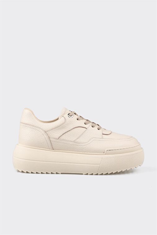 Elle Ekru Kadın Deri Sneaker YANKIN - Görsel 7