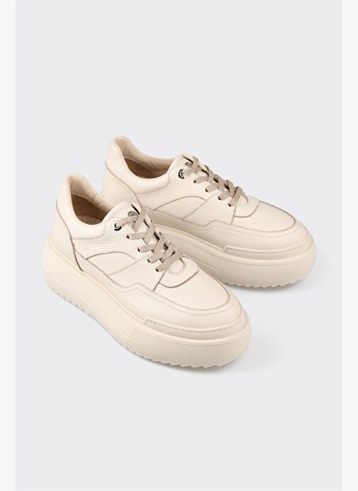 Elle Ekru Kadın Deri Sneaker YANKIN - Görsel 4