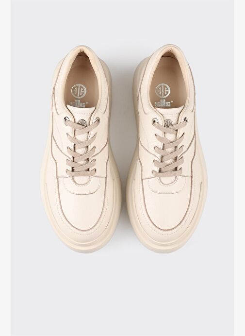 Elle Ekru Kadın Deri Sneaker YANKIN - Görsel 8