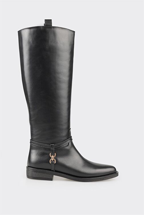 Siyah Deri Kadın Çizme - Görsel 2