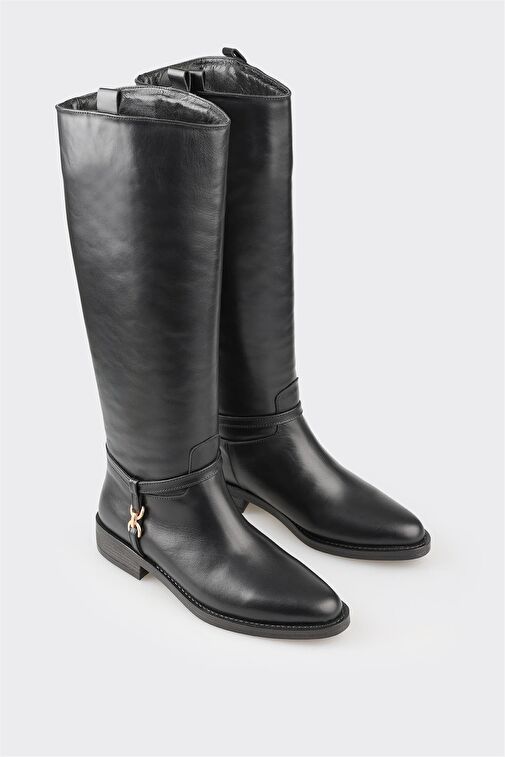 Siyah Deri Kadın Çizme - Görsel 3