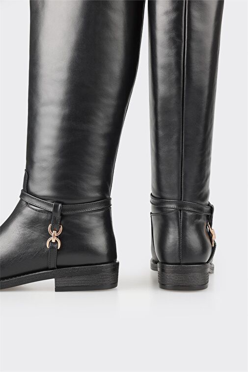Siyah Deri Kadın Çizme - Görsel 5