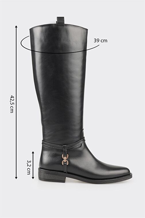 Siyah Deri Kadın Çizme - Görsel 6