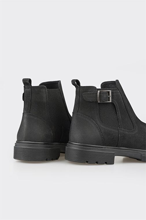 Siyah Deri Erkek Günlük Bot - Görsel 5