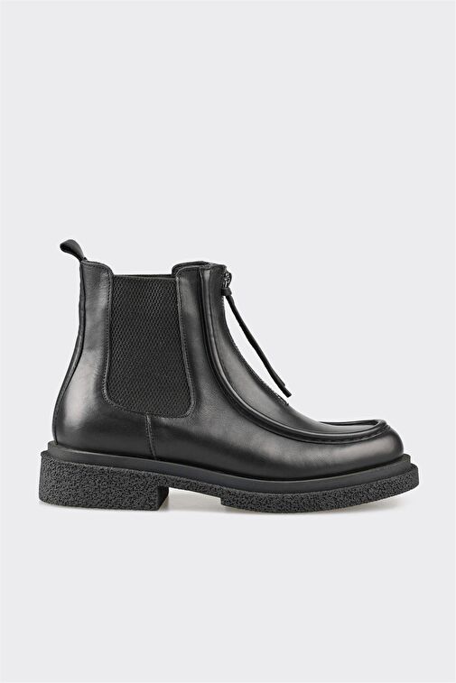 Siyah Deri Kadın Günlük Bot - Görsel 2