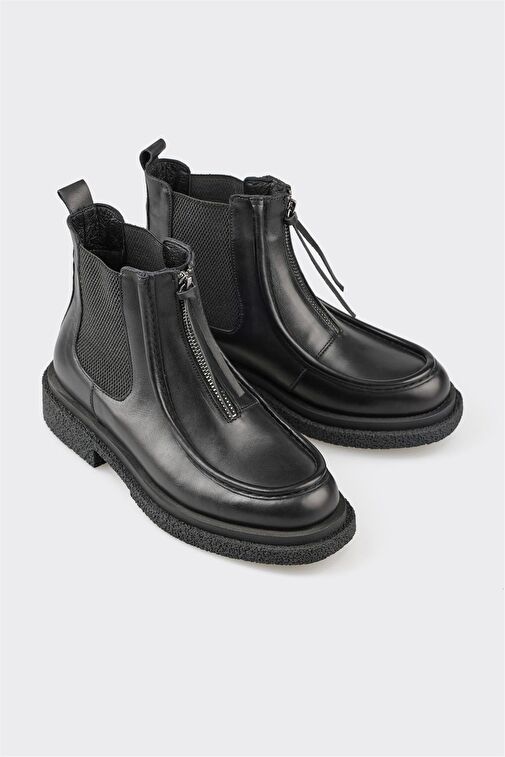 Siyah Deri Kadın Günlük Bot - Görsel 3