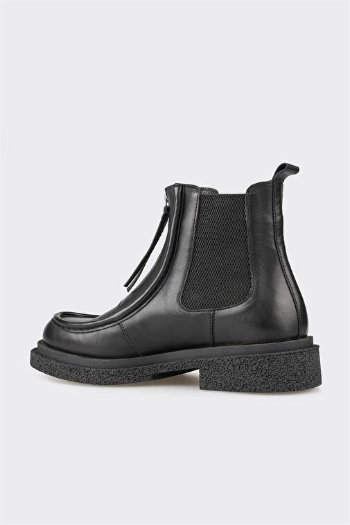 Siyah Deri Kadın Günlük Bot - Görsel 4