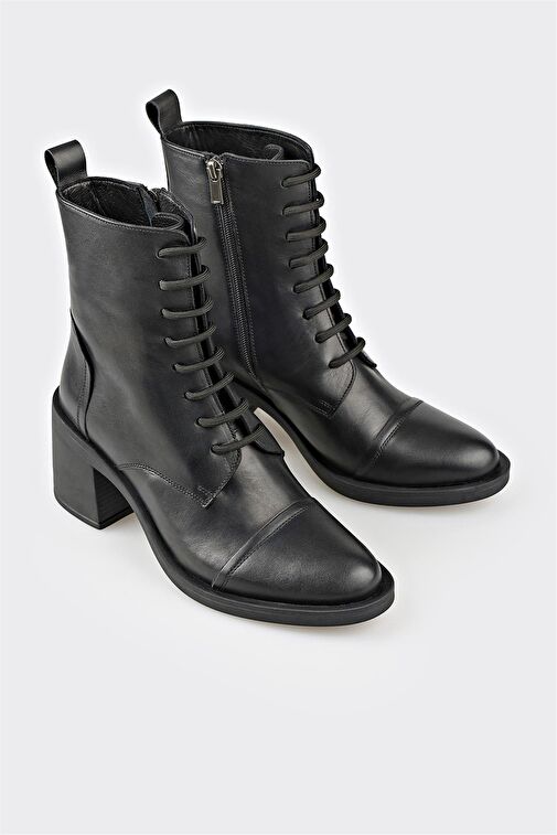 Siyah Deri Kadın Günlük Bot - Görsel 3