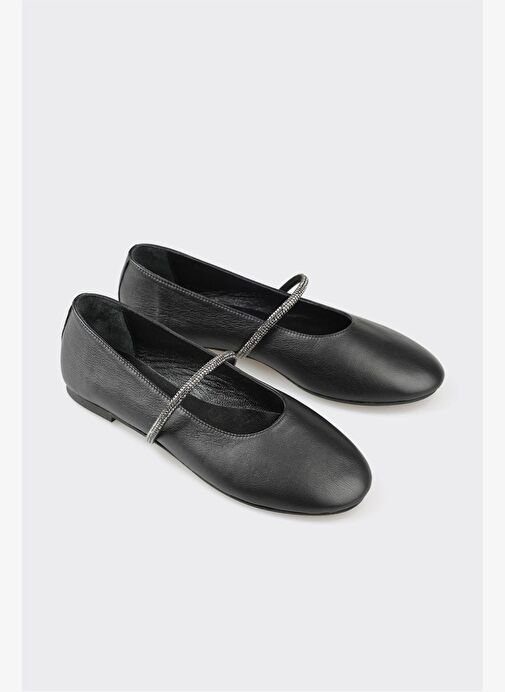 Siyah Deri Kadın Günlük Ayakkabı - Görsel 7