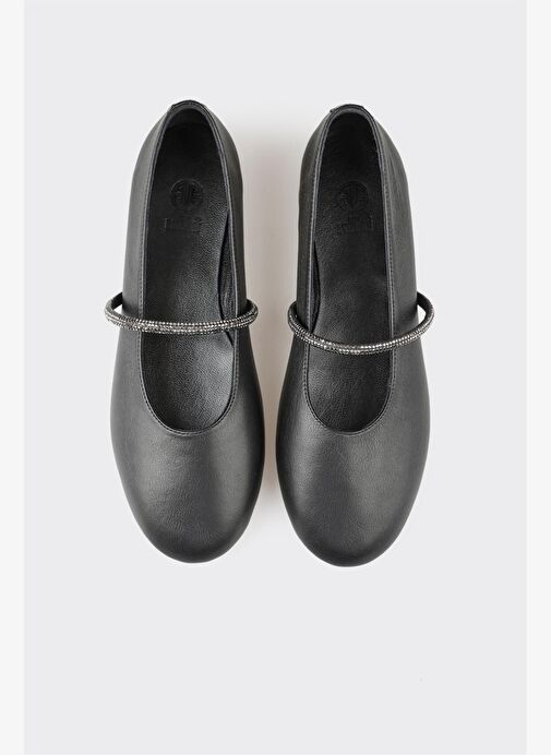 Siyah Deri Kadın Günlük Ayakkabı - Görsel 3