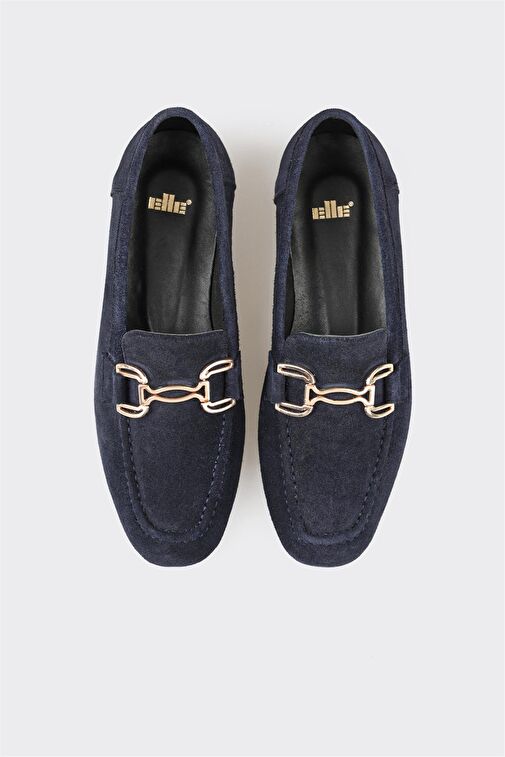 Lacivert Deri Kadın Loafer - Görsel 4