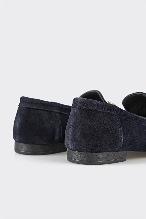 Lacivert Deri Kadın Loafer - Görsel 6