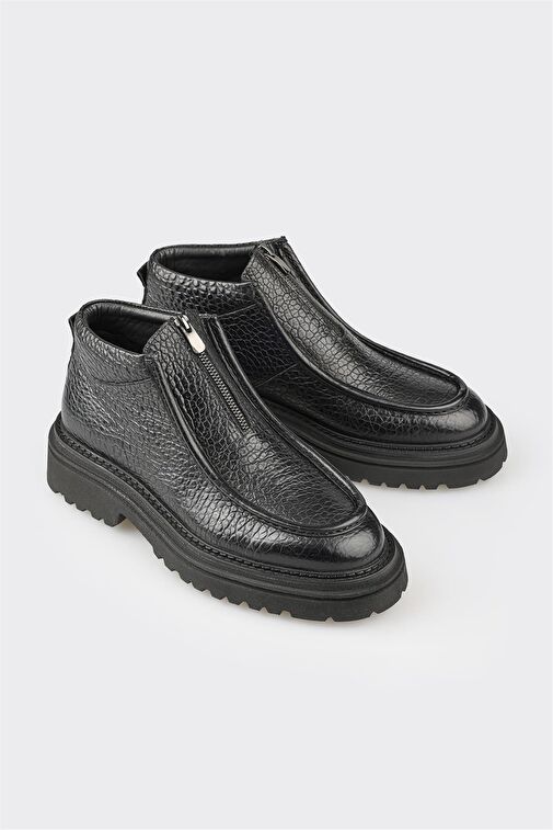 Siyah Deri Erkek Günlük Bot - Görsel 3