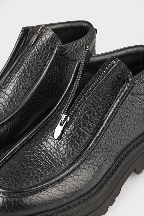 Siyah Deri Erkek Günlük Bot - Görsel 5