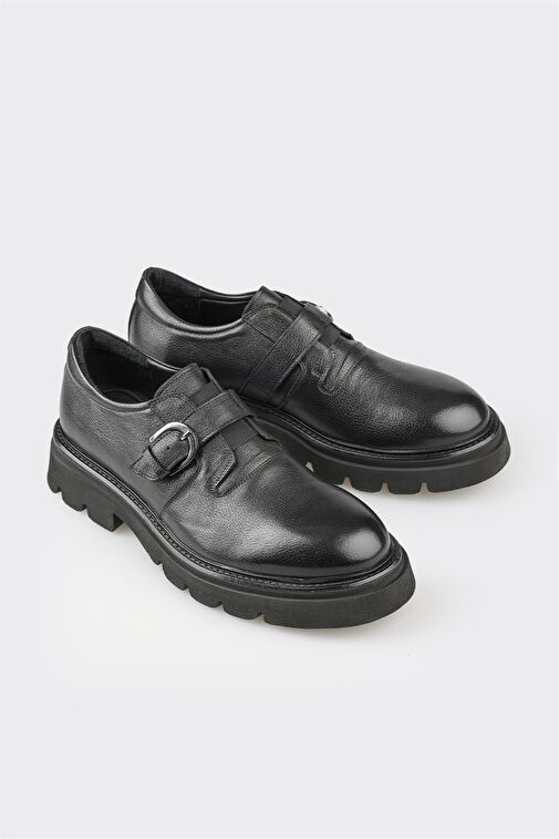 Elle Siyah Erkek Deri Günlük Ayakkabı FOAVO - Görsel 3
