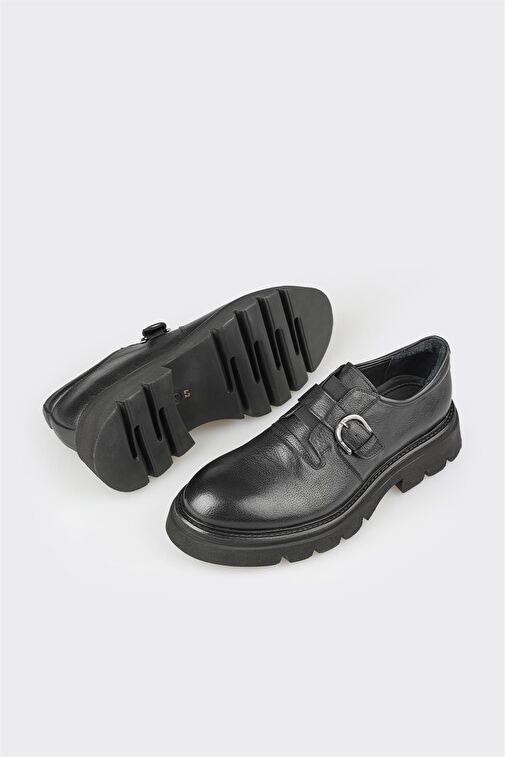 Elle Siyah Erkek Deri Günlük Ayakkabı FOAVO - Görsel 4