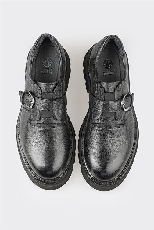 Elle Siyah Erkek Deri Günlük Ayakkabı FOAVO - Görsel 5