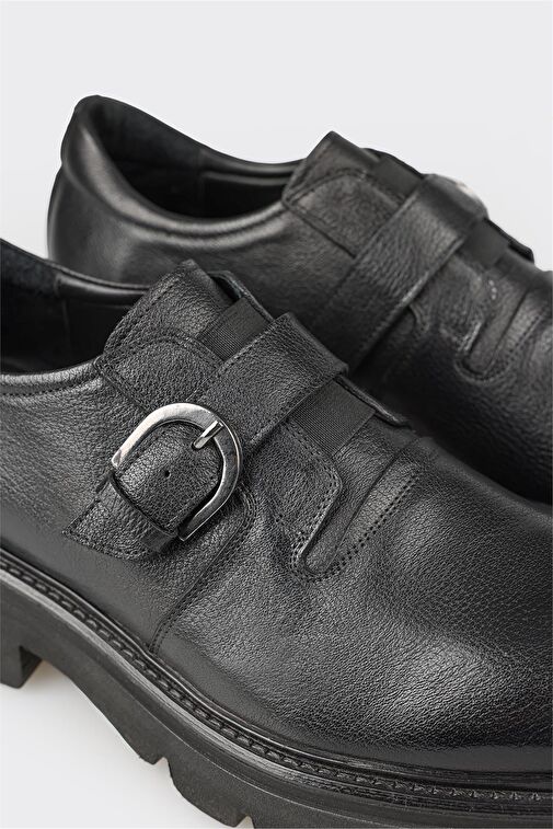 Elle Siyah Erkek Deri Günlük Ayakkabı FOAVO - Görsel 6