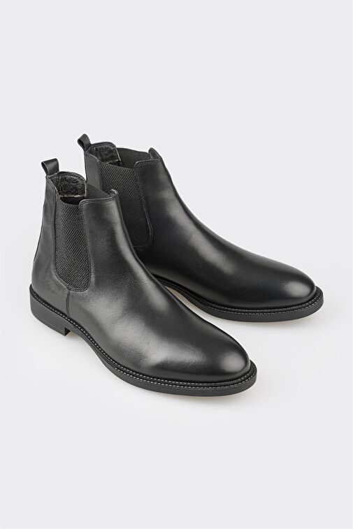 Siyah Deri Erkek Günlük Bot - Görsel 3
