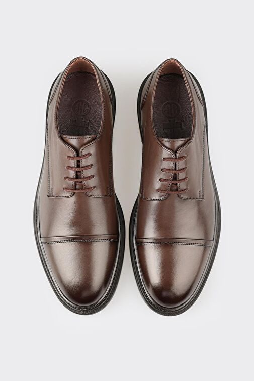 Elle Kahverengi Erkek Deri Klasik Ayakkabı ARESTEG - Görsel 3