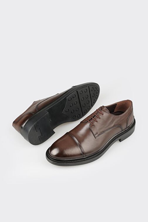 Elle Kahverengi Erkek Deri Klasik Ayakkabı ARESTEG - Görsel 5