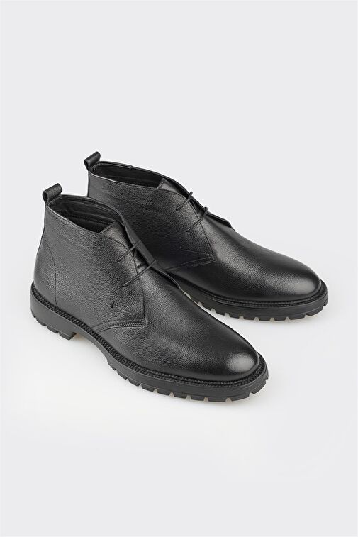 Siyah Deri Erkek Günlük Bot - Görsel 3