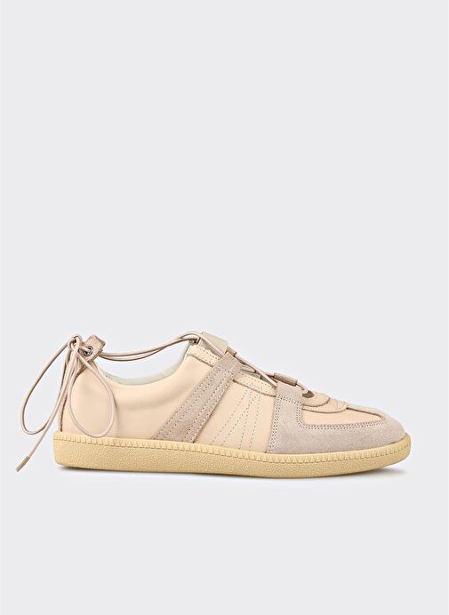 Bej Deri Kadın Spor Ayakkabı - Görsel 2