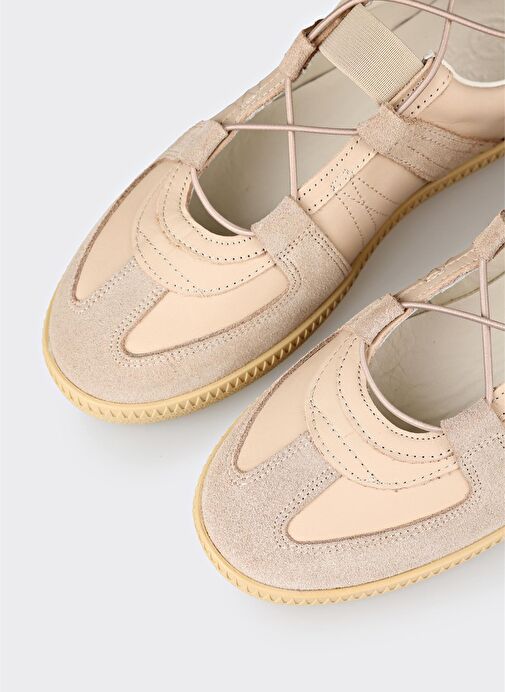 Bej Deri Kadın Spor Ayakkabı - Görsel 6