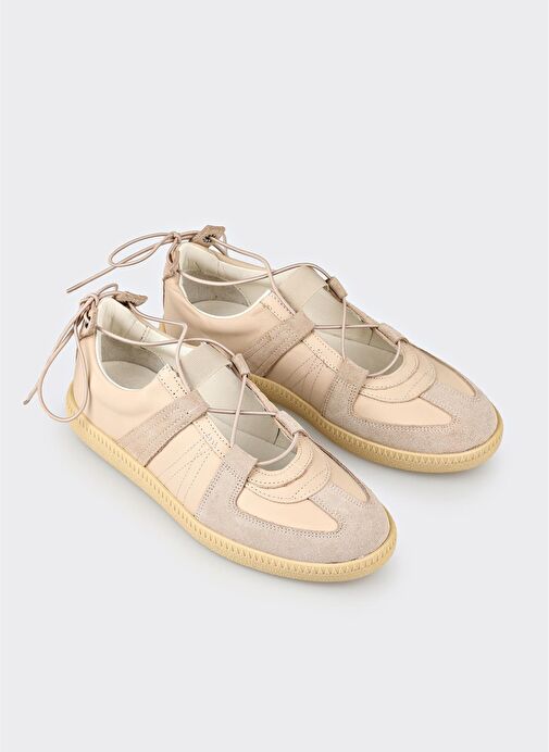 Bej Deri Kadın Spor Ayakkabı - Görsel 3