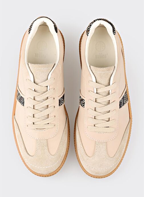 Bej Deri Kadın Spor Ayakkabı - Görsel 5