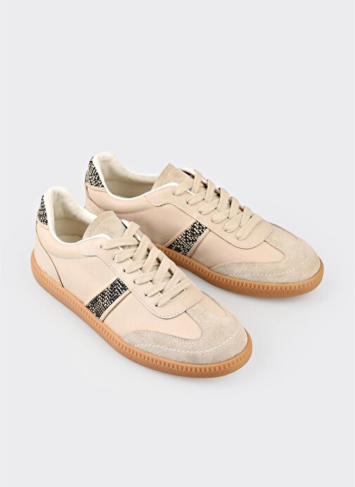 Bej Deri Kadın Spor Ayakkabı - Görsel 3