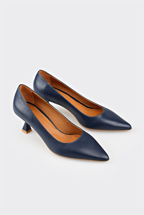 Lacivert Deri Kadın Stiletto - Görsel 3
