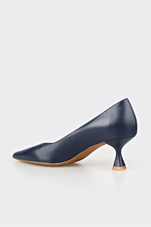 Lacivert Deri Kadın Stiletto - Görsel 4
