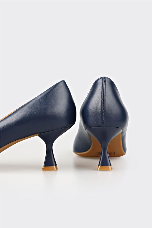 Lacivert Deri Kadın Stiletto - Görsel 5