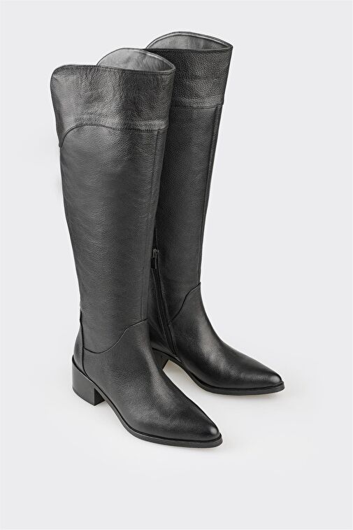 Siyah Deri Kadın Çizme - Görsel 3