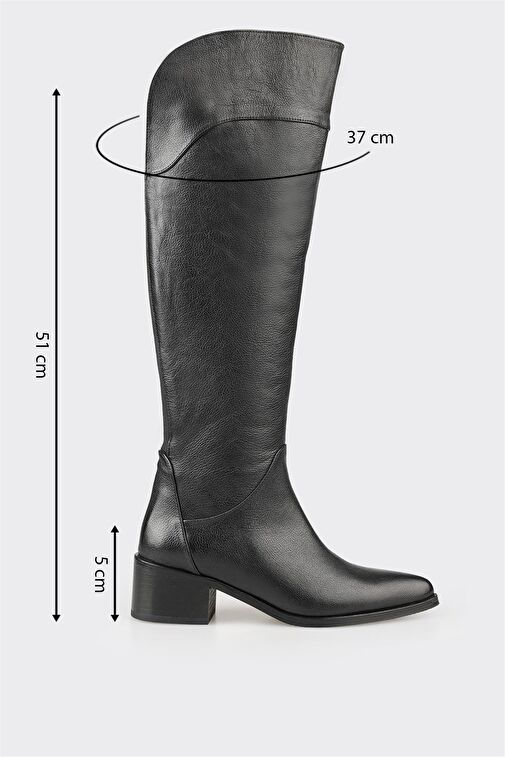 Siyah Deri Kadın Çizme - Görsel 6