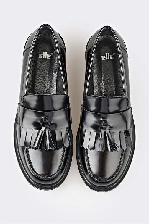 Siyah Deri Kadın Günlük Loafer - Görsel 5