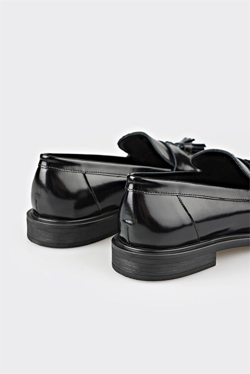 Siyah Deri Kadın Günlük Loafer - Görsel 6