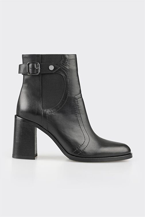 Siyah Deri Kadın Klasik Bot - Görsel 2