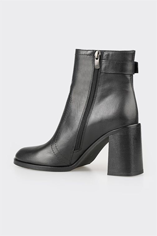 Siyah Deri Kadın Klasik Bot - Görsel 4